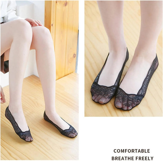 Lace No Show Liner Socks for Women (  Anti Bacterial + Smell Free )