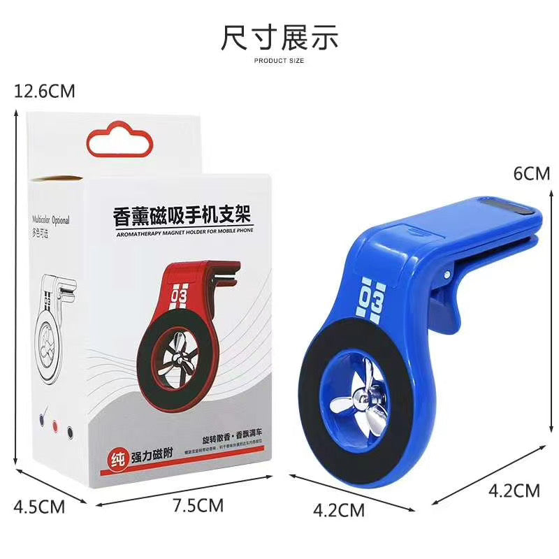 Car Fan Moving Air Freshner + Phone Holder