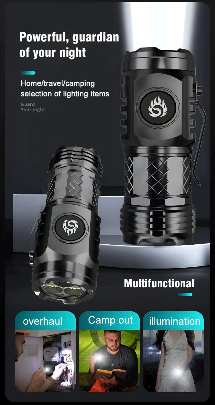 3 in 1 Thumb-Sized Flashlight Keychain + Powerbank