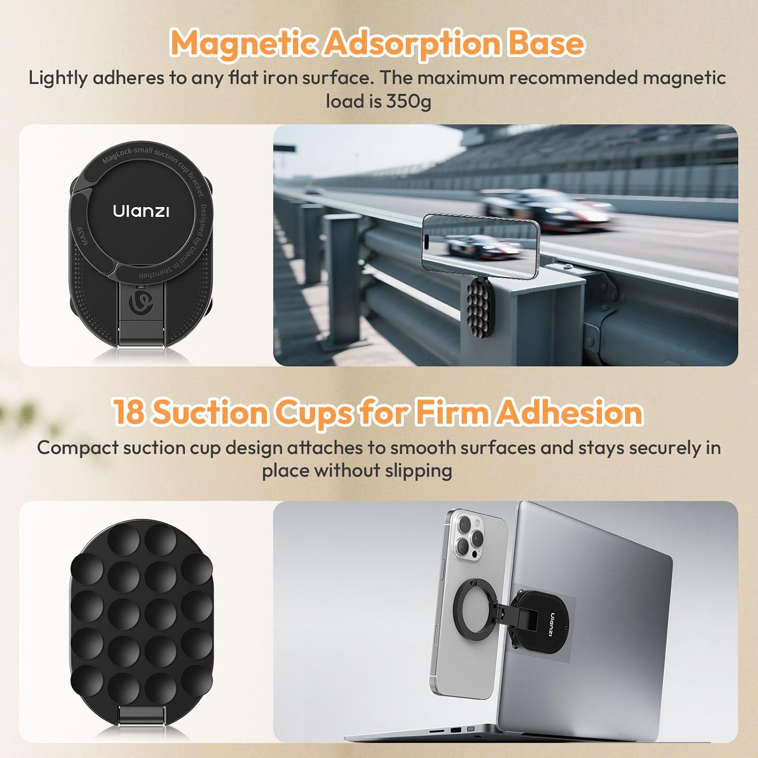 3-in-1 Suction Magnetic Phone Holder, 360° Rotatable