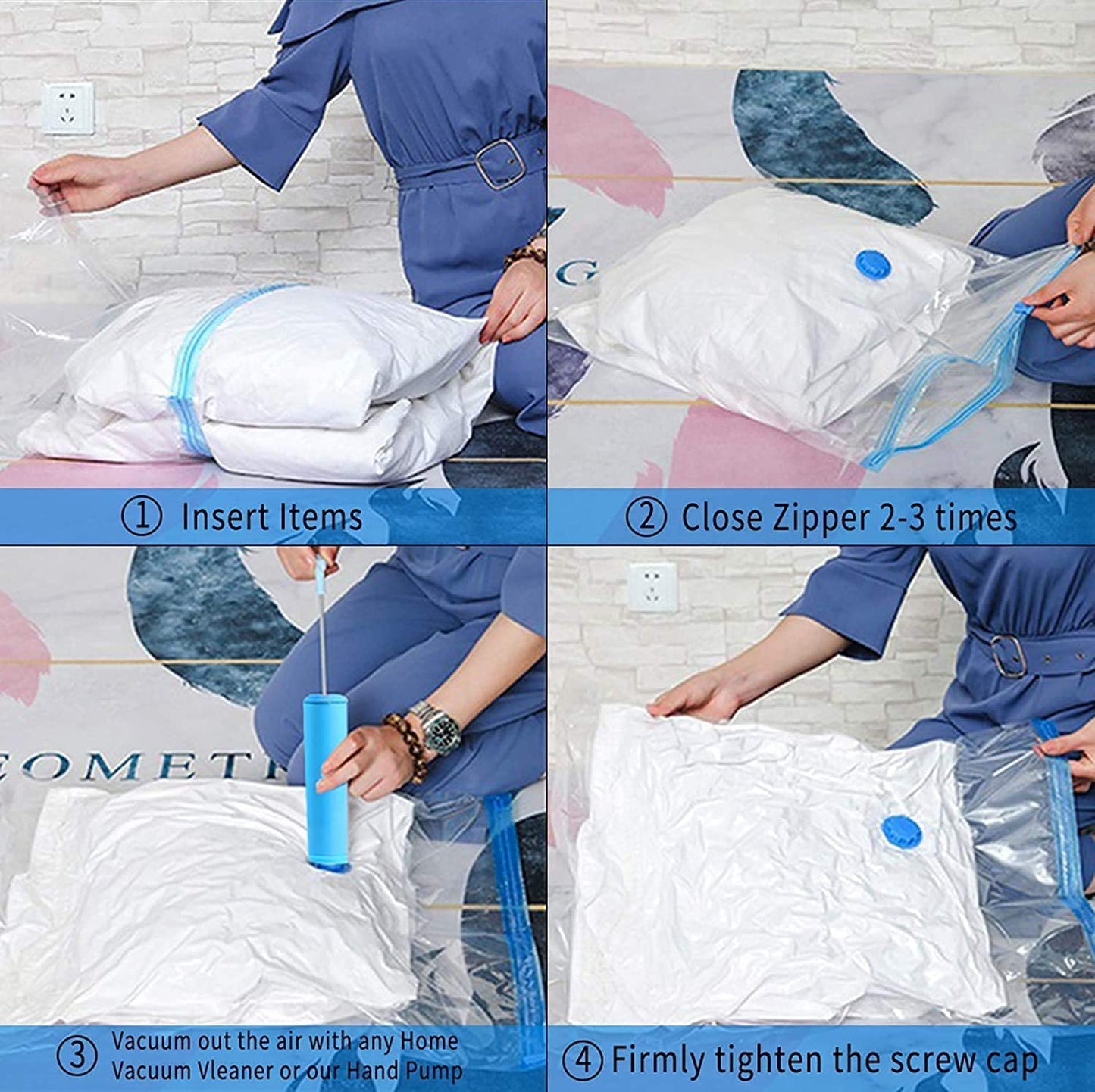Reusable Vacuum Bags with Pump Set