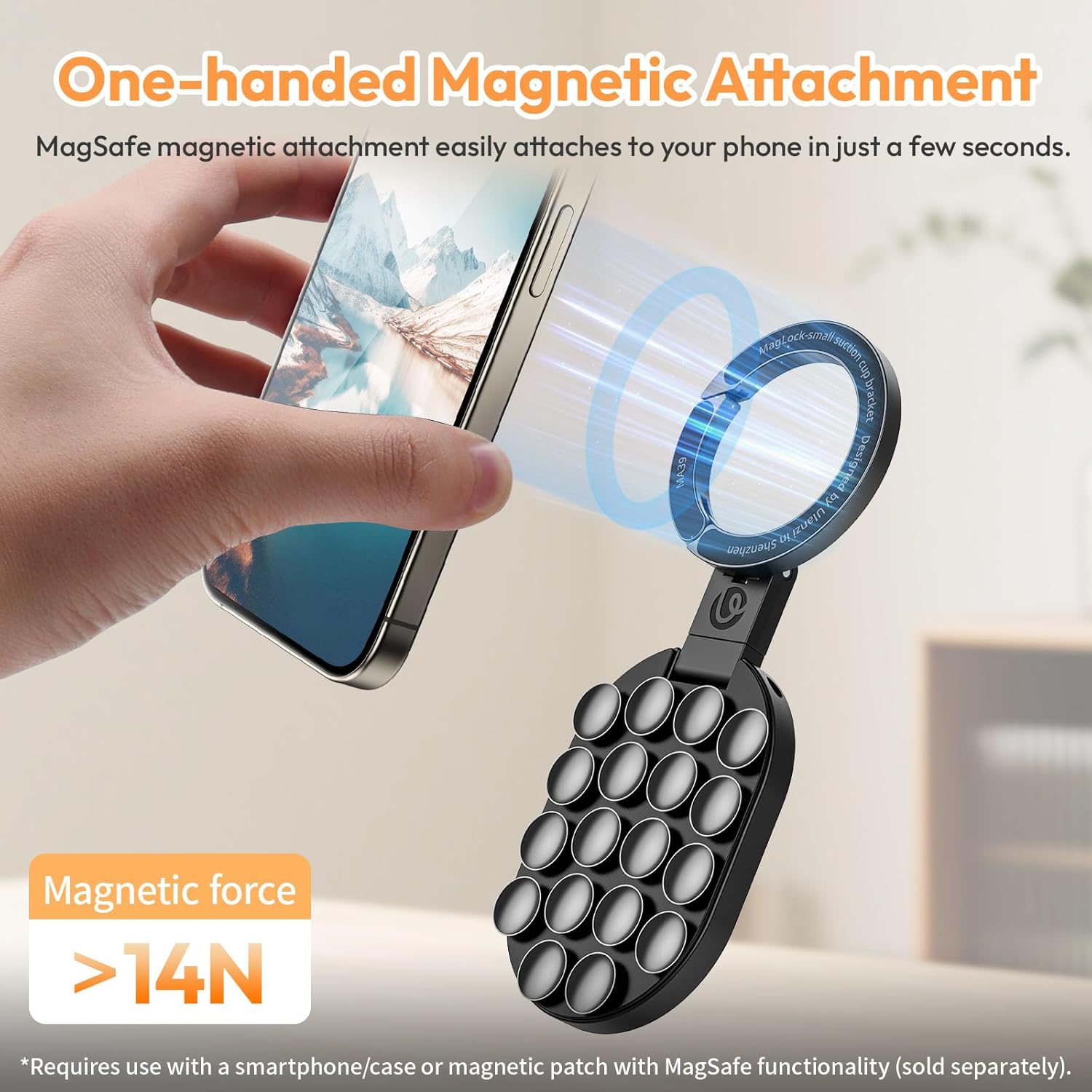 3-in-1 Suction Magnetic Phone Holder, 360° Rotatable