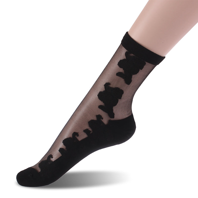 Thin Rose Silk Crystal Lace Ankle Socks