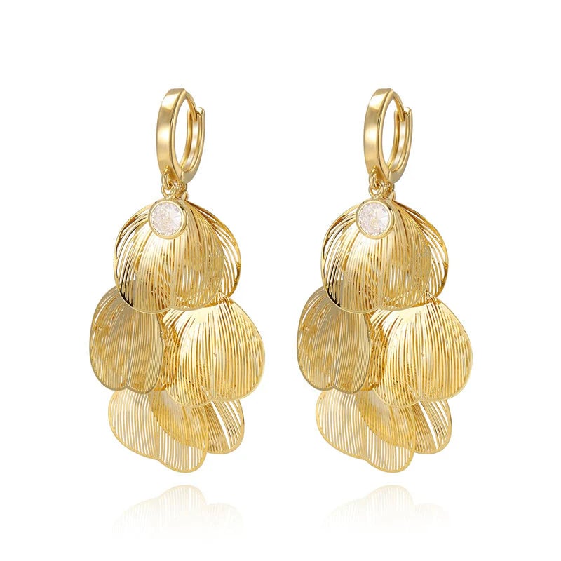 Women's earrings with a leaf-shaped pendant