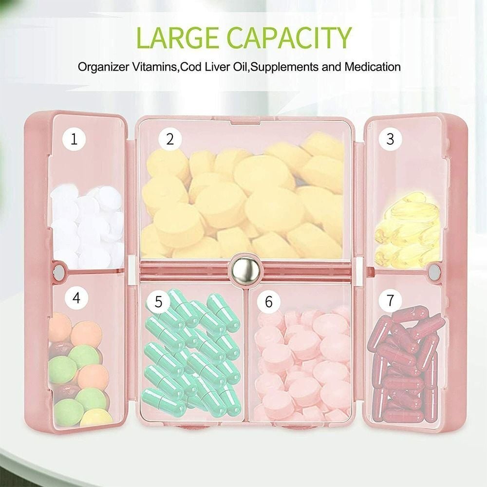 Magnetic Compartments Portable Pill Case