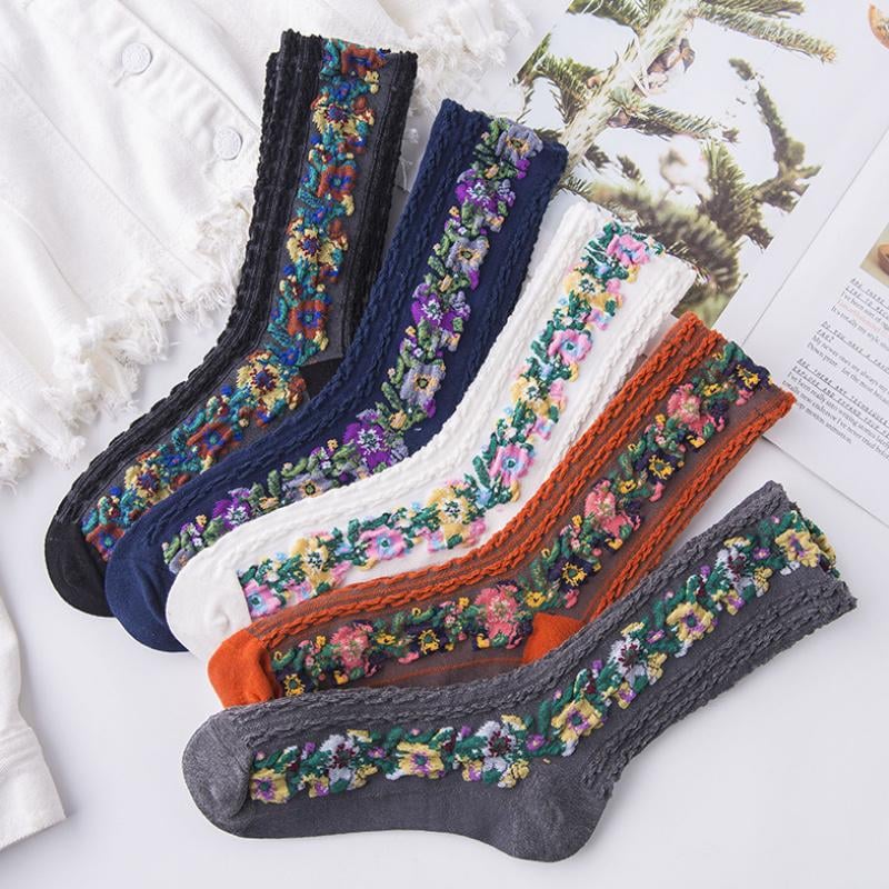 Winter Anti Fungal + Anti Rash Embroidered Floral Socks