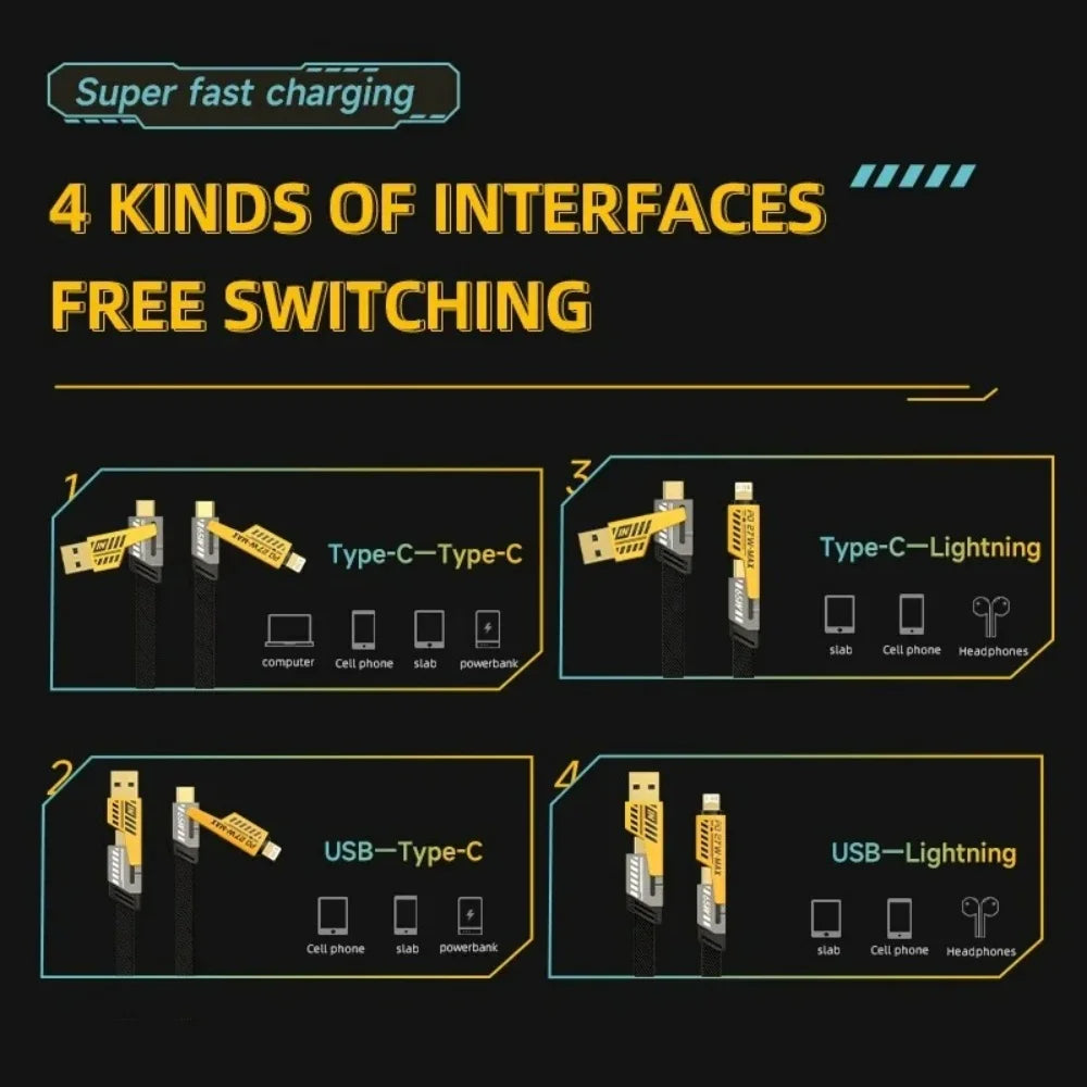 4 in 1 Charging Carbon Fiber Cable