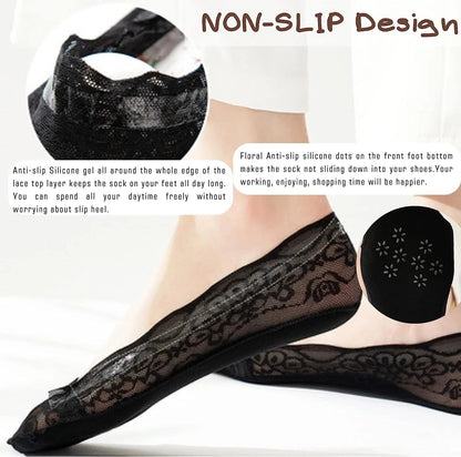 Lace No Show Liner Socks for Women (  Anti Bacterial + Smell Free )