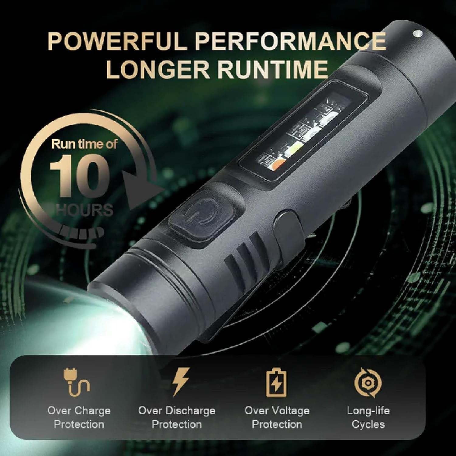 Multifunctional Mini Flashlight Keychain Made of Aluminum Alloy ( Lighter + 8 Light modes )