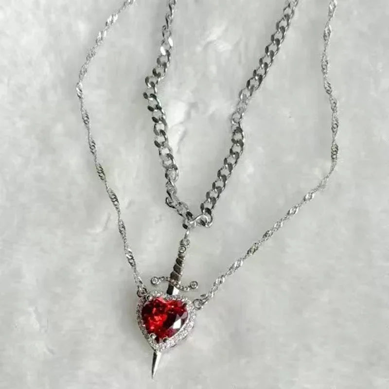 2‑in‑1 Heart & Sword Necklace